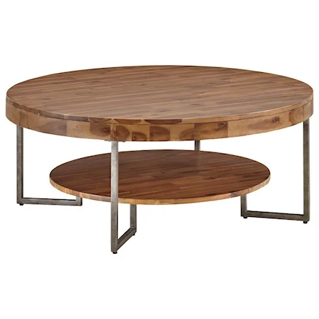 Modern Round Cocktail Table with Shelf